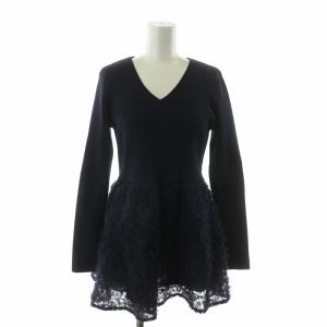 24AW カットソー ニット 長袖 ペプラム 切替 2 ネイビー 24456600 /NQ