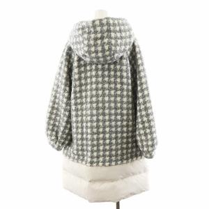 Grace Class 22AW パフィーヘムツイードコート ダウンコート ロング丈 チェック柄 フード アウター 36 グレー