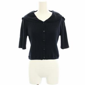 22AW セーラーカラーニットプルオーバー カーディガン ショート丈 半袖 F 紺 ネイビー CWNT224091