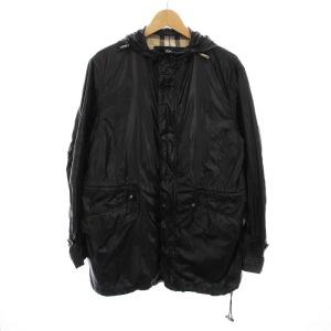 ナイロン パーカー ジップアップ 裏地チェック アウター 40 黒 BBN69-265-09 /YM