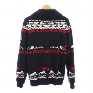 CALLAWAY ニットブルゾン ジャケット ショールカラー 総柄 北極柄 LL 紺 白 赤 241-6260507 /YM