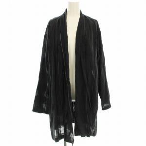 ガウンシャツ 9543-370 ストライプ 長袖 ロング丈 36 黒 ブラック /G