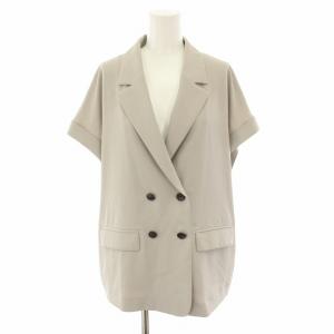 リラクミストハーフスリーブジャケット テーラードジャケット ダブル 半袖 タグ付き 2 ベージュ 153-42503