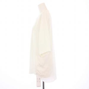 iCB 25SS BackSatinAmunzen 5分袖キーネックブラウス カットソー S 白 BLCYGM0074