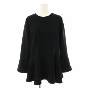 ダブルクロスペプラムブラウス シャツ 長袖 38 黒 ブラック A345-007 /YT