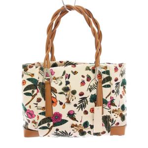 SAZABY トートバッグ ハンドバッグ 花柄 ホワイト マルチカラー /YM