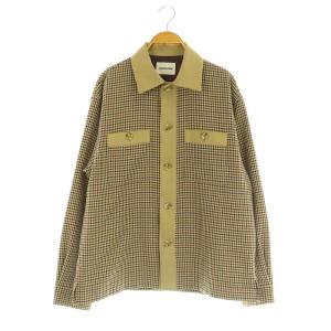 21AW チェックシャツ 切替 長袖 S ブラウン /MY OS