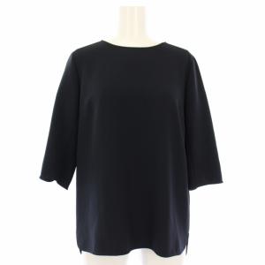 20SS トリアセジョーゼットシチブソデプルオーバー カットソー ブラウス 七分袖 紺 20051500401010