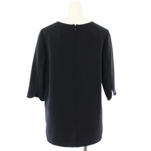 MUSE de Deuxieme Classe 20SS トリアセジョーゼットシチブソデプルオーバー カットソー ブラウス 七分袖 紺 20051500401010