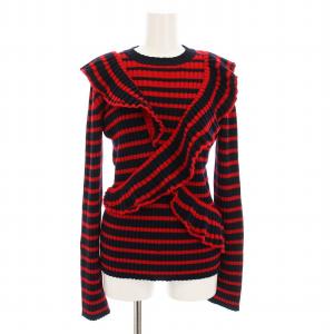 セーター ニット ボーダー フリル 長袖 XS 赤 ネイビー 2341MDM158 /YM