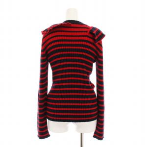MSGM セーター ニット ボーダー フリル 長袖 XS 赤 ネイビー 2341MDM158 /YM