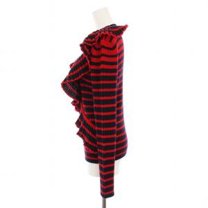 MSGM セーター ニット ボーダー フリル 長袖 XS 赤 ネイビー 2341MDM158 /YM