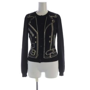 カーディガン ニット 刺繍 ラメ 長袖 黒 ブラック 白 ホワイト KQ7253106 /RO