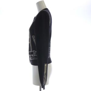 MOSCHINO カーディガン ニット 刺繍 ラメ 長袖 黒 ブラック 白 ホワイト KQ7253106 /RO