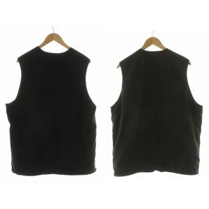 Steven Alan メモリー&フリース リバーシブル ベスト ジップアップ Vネック L ブラック カーキ 8125-186-0807