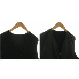 Steven Alan メモリー&フリース リバーシブル ベスト ジップアップ Vネック L ブラック カーキ 8125-186-0807