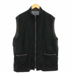 CONFECT リネンベスト ジップアップ スタンドカラー 4 ブラック /KH