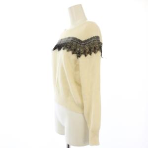 ANAYI ニット セーター ウール アンゴラ混 長袖 レース 38 アイボリー 111722-16-180-02-380