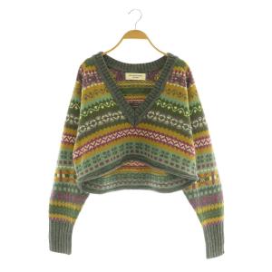 EXCLUSIVE FABRIC ニット セーター 長袖 総柄 マルチカラー /MY OS