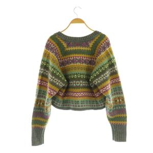 BEAMS BOY EXCLUSIVE FABRIC ニット セーター 長袖 総柄 マルチカラー /MY OS