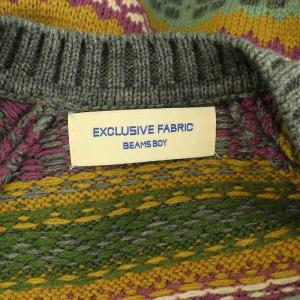 BEAMS BOY EXCLUSIVE FABRIC ニット セーター 長袖 総柄 マルチカラー /MY OS