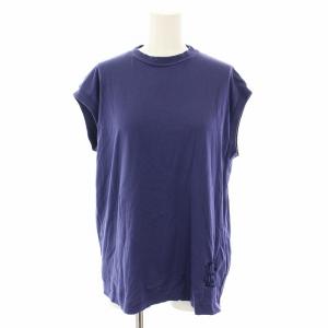 エンブレム刺繍ノースリーブカットソー ブラウス クルーネック 0 紺 ネイビー 7917-222-0003