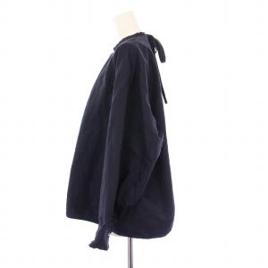 BLAMINK ブラウス カットソー プルオーバー リボン 長袖 コットンシルク 36 ネイビー 7921-230-0095