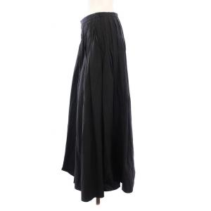 BLAMINK タックデザインコットンラップスカート フレア ロング 36 黒 7924-299-0212 /KH