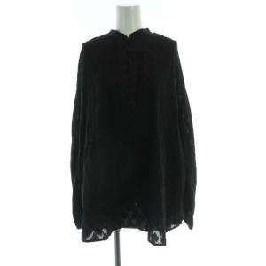 24SS コットンジャガードギャザーブラウス シャツ ビックシルエット 長袖 F 黒 ブラック 24051462109010