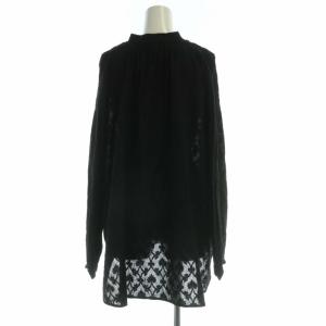 JOURNAL STANDARD relume 24SS コットンジャガードギャザーブラウス シャツ ビックシルエット 長袖 F 黒 ブラック 24051462109010