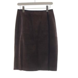 タイトスカート マキシ ロング スエード 44 茶 ブラウン /RO