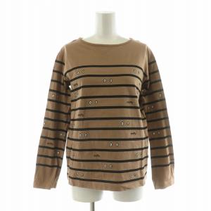 ミッフィーコラボボーダーロンT beige×black Tシャツ 長袖 プルオーバー ビーズ 36 ブラウン