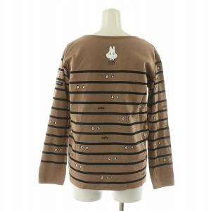 MUVEIL ミッフィーコラボボーダーロンT beige×black Tシャツ 長袖 プルオーバー ビーズ 36 ブラウン
