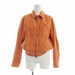 ブルゾンジャケット ジップアップ 麻 リネン XS オレンジ 41381 /EE
