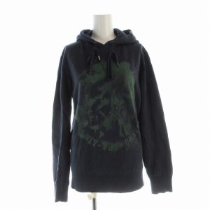 プルオーバーパーカー 長袖 フード プリント S 紺 ネイビー 93243 /EE