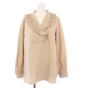 ブラウス プルオーバー 長袖 フリル プリーツ シルク J36 ベージュ 111609296 /KH