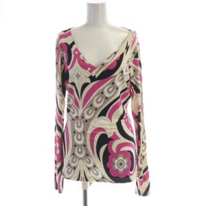 シャツ ブラウス 総柄 Vネック 長袖 XL マルチカラー 67RO05 /RO