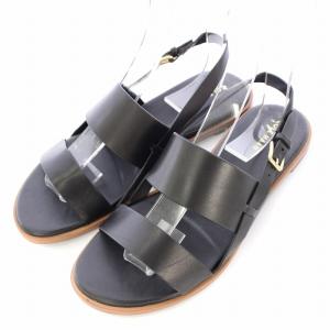 フリンフラットサンダル ストラップ レザー 6.5 黒 ブラック W20755 /BB