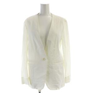 LI/VISストレッチノーカラージャケット アウター 40 白 ホワイト JKWOHM0404 /RO
