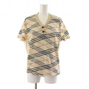 ニット 半袖 チェック Vネック 5 ベージュ /NQ