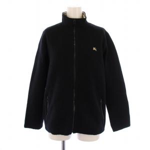 ニットジャケット ジップアップ ハイネック ロゴ刺繍 ウール M 黒 FBF53-690 /BM