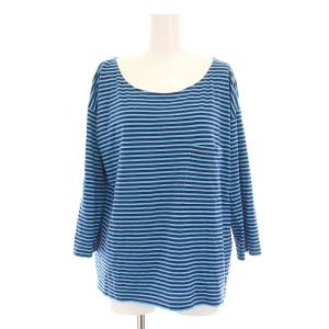 Tシャツ カットソー ロンT ボーダー 長袖 M 青 紺 /YM