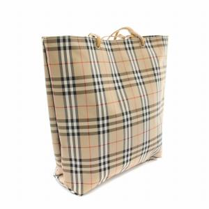 BURBERRY LONDON トートバッグ ナイロン チェック柄 ベージュ 黒 ブラック /YT