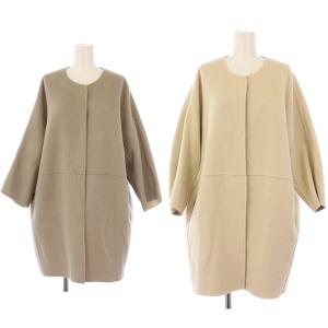 Hamilton ウールリバーノーカラーコート アウター ミドル丈 リバーシブル F ベージュ グレー