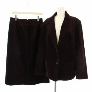 スーツ セットアップ コーデュロイ ジャケット スカート ひざ丈 15BR 13BR 茶 /TK