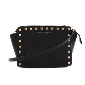 ショルダーバッグ ロックスタッズ レザー 黒 /BM