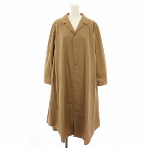 シャツワンピース ロング 長袖 F 茶 ブラウン /YT
