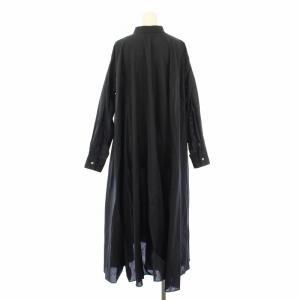 mizuiro ind mizuiroind シャツワンピース フレア ミモレ ロング 長袖 レギュラーカラー 無地 F 紺 ネイビー /BB