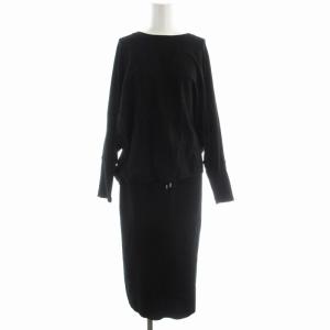 ドルマン ニット＆ヴィスコーススストレッチ タイトスカート セットアップ 上下 2点セット 38 黒 ブラック