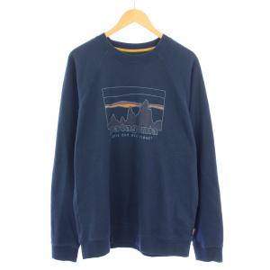 73スカイラインオーガニッククルースウェットシャツ トレーナー 長袖 ロゴ プリント ストレッチ M 紺
